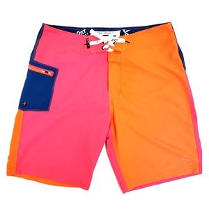 Lost Enterprises Neon Pink Orange Board Shorts